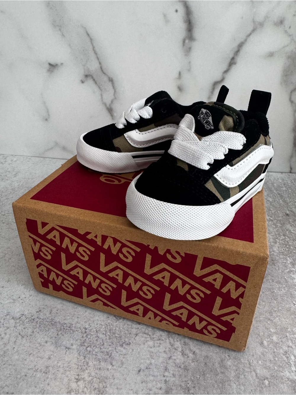 Vans Baby (Size 2) Old Skool Sneakers in Black and Olive Camo